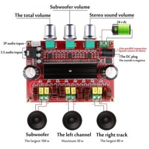 TPA3116D2 50WX2+100W 2.1 CHANNEL DIGITAL SUBWOOFER AMPLIFIER BOARD 12V-24V POWER TPA3116 XH-M139 DIGITAL AMPLIFIER BOARD