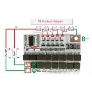 BMS 5S MODULE OF LI-ION BATTERIES 21.0V 80A, WITH PROTECTION AND BALANCING